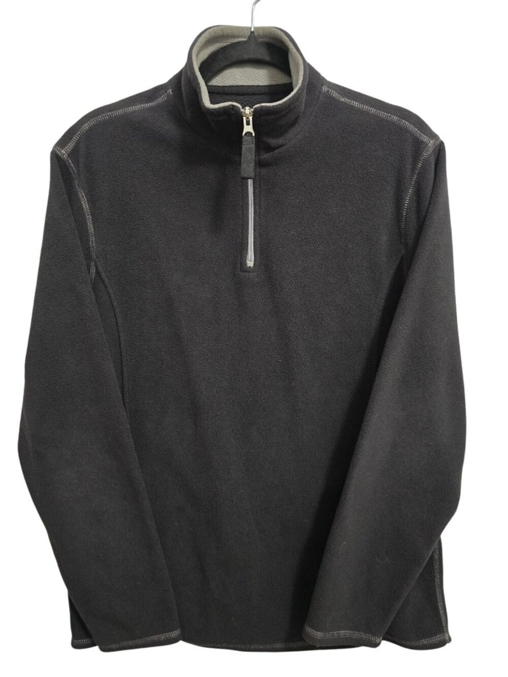 Men's Club Room Black 1/4 Zip Fleece Pullover Jacket Small Soft Polyester - Picture 2 of 7